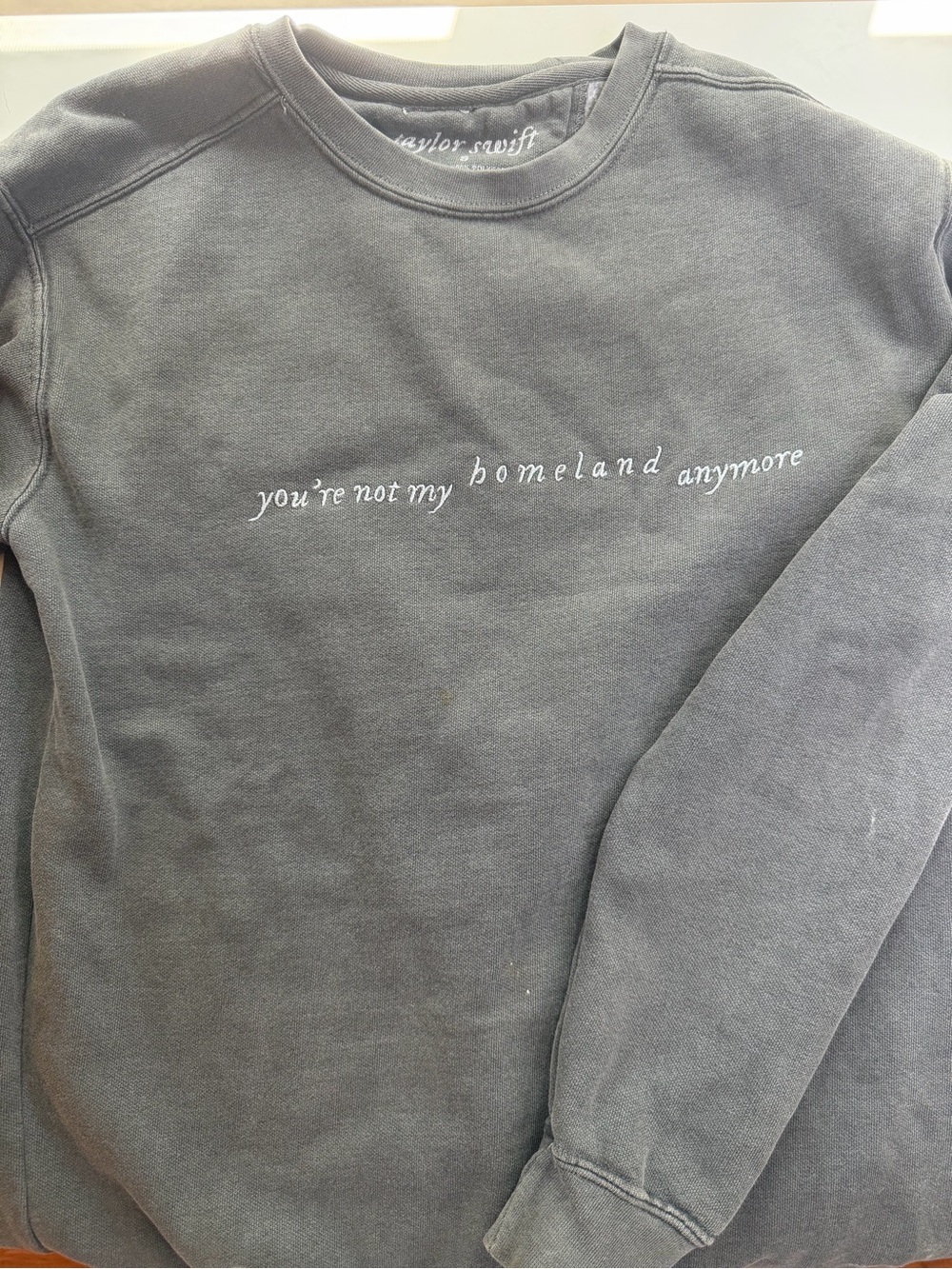 Taylor Swift Exile Folklore S “you're not my homeland anymore" Grey Crewneck - Picture 2 of 4